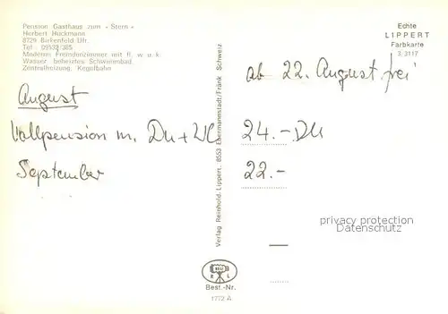 AK / Ansichtskarte Birkenfeld_Unterfranken Pension Gasthaus zum Stern  Birkenfeld Unterfranken