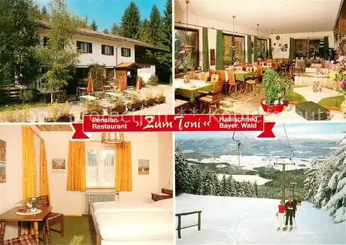 AK / Ansichtskarte Habischried_Niederbayern Pension Restaurant Zum Toni Gaststube Zimmer Schlepplift Habischried Niederbayern
