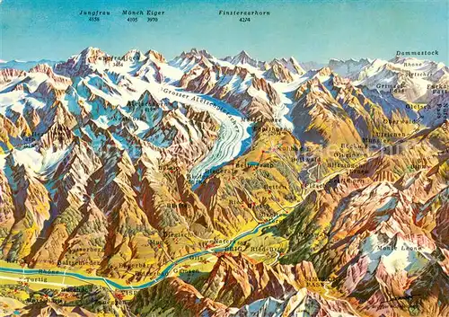 AK / Ansichtskarte Goms_VS Aletschgebiet Panoramakarte Goms_VS