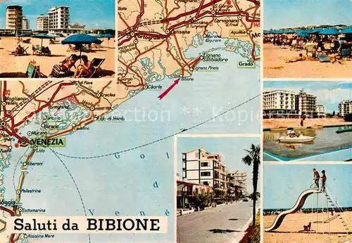 AK / Ansichtskarte Bibione Strandpartien Gebietskarte Bibione