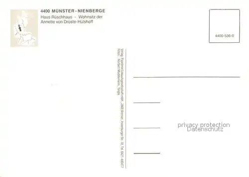 AK / Ansichtskarte Nienberge_Muenster_Westfalen Haus Rueschhaus Annette von Droste Huelshoff Nienberge_Muenster