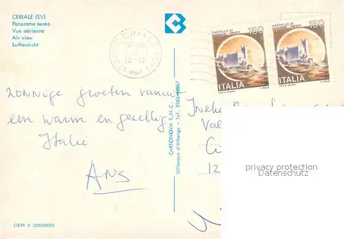 AK / Ansichtskarte Ceriale Fliegeraufnahme Ceriale