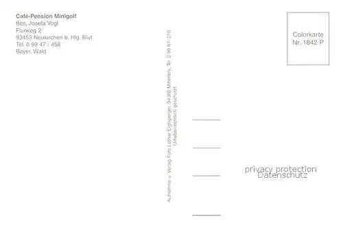 AK / Ansichtskarte Neukirchen_Heilig_Blut Cafe Pension Minigolf Gastraum Ortsansicht mit Kirche Neukirchen_Heilig_Blut