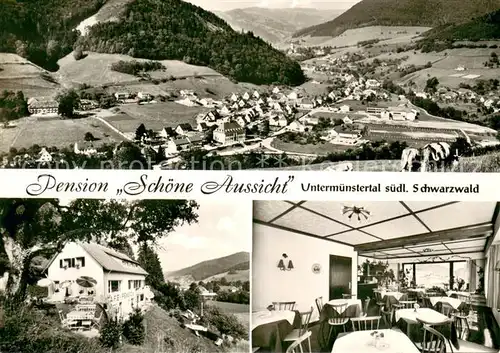 AK / Ansichtskarte Untermuenstertal Pension Schoene Aussicht Cafe Landschaftspanorama Schwarzwald Untermuenstertal