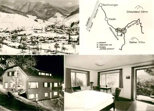 AK / Ansichtskarte Untermuenstertal Pension Schoene Aussicht Cafe Landschaftspanorama Schwarzwald Untermuenstertal