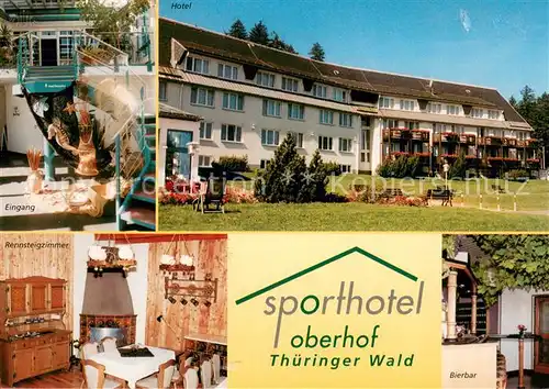 AK / Ansichtskarte Oberhof_Thueringen Sporthotel Eingang Rennsteigzimmer Bar Garten Oberhof Thueringen