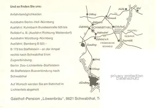 AK / Ansichtskarte Schwabthal Gasthof Pension Loewenbraeu Restaurant Kirche Panorama Schwabthal