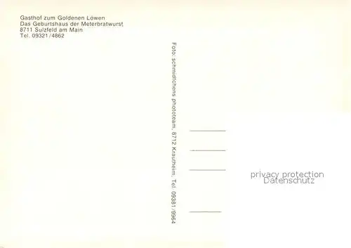 AK / Ansichtskarte Sulzfeld_Main Gasthof zum Goldenen Loewen Geburtshaus der Meterbratwurst Sulzfeld Main