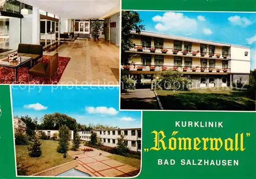 AK / Ansichtskarte Bad_Salzhausen Kurklinik Roemerwall Halle Parkanlagen Bad_Salzhausen
