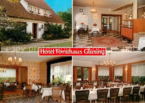 AK / Ansichtskarte Lauenburg_Elbe Hotel Forsthaus Gluesing Halle Restaurant Lauenburg Elbe