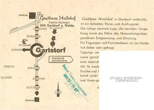 AK / Ansichtskarte Garlstorf_Walde Gasthaus Heidehof Gastraum Pferdekoppel Garten Garlstorf_Walde