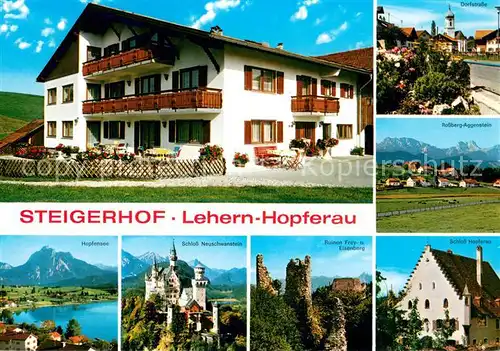 AK / Ansichtskarte Hopferau Steigerhof Dorfstrasse Aggenstein Hopfensee Schloss Neuschwanstein Ruinen Frey und Eisenberg Schloss Hopferau Hopferau