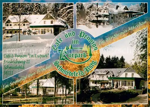 AK / Ansichtskarte Schmiedefeld_Rennsteig Cafe Pension Im Kurpark Details Schmiedefeld_Rennsteig