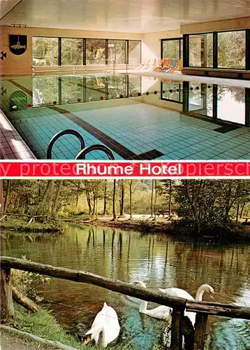 AK / Ansichtskarte Rhumesprung_Rhumspringe Rhume Hotel Hallenbad Schwanenteich 