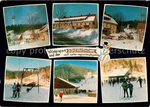 AK / Ansichtskarte Schermshoehe Gasthof Schermshoehe mit Hotel Berghof Schlepplift Skipiste Schermshoehe