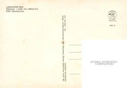 AK / Ansichtskarte Altenhammer_Neustadt Panorama Burgruine Cafe Baeckerei Beer Gaststube Altenhammer_Neustadt