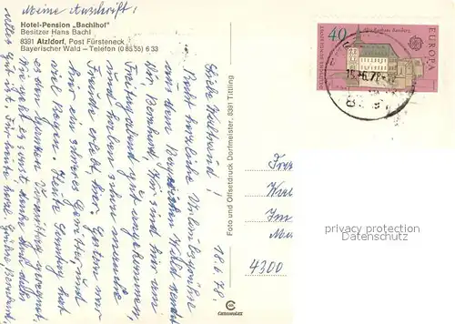 AK / Ansichtskarte Atzldorf Hotel Pension Bachlhof Restaurant Gastraeume Atzldorf