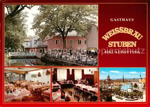 AK / Ansichtskarte Altoetting Gasthaus Weissbraeu Stuben Gastraeume Biergarten Altoetting