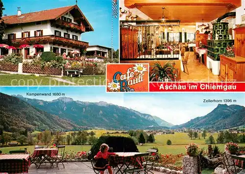 AK / Ansichtskarte Aschau_Chiemgau Cafe Pauli Pension Gaststube Terrasse Kampenwand Zellerhorn Aschau Chiemgau