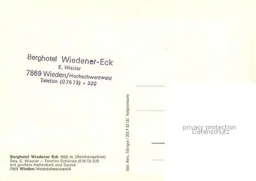 AK / Ansichtskarte Wieden_Schwarzwald Berghotel Wiedener Eck Wieden Schwarzwald