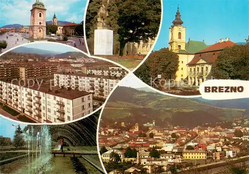 AK / Ansichtskarte Brezno Pamatnik SNP Byvala radnica V pozadi kostol Nova vystavba Celkovy pohlad Park Brezno