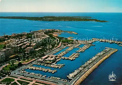 AK / Ansichtskarte Cannes_Alpes Maritimes Vue aerienne du Port Canto au fond les Iles de Lerins Cannes Alpes Maritimes