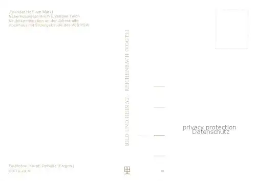 AK / Ansichtskarte Brand Erbisdorf Brander Hof am Markt Erholungszentrum Erzengler Teich Kinderkombinat Jahnstrasse Hochhaus des VEB PSW Brand Erbisdorf