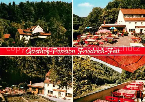 AK / Ansichtskarte Schlehenmuehle_Egloffstein Gasthof Pension Friedrich Fett Terrasse 