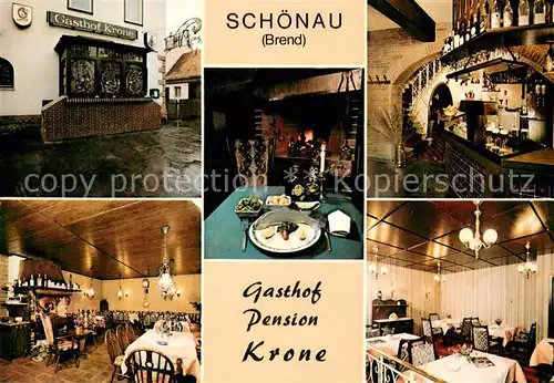 AK / Ansichtskarte Schoenau_Brend Gashof Pension Krone Restaurant Theke Schoenau Brend