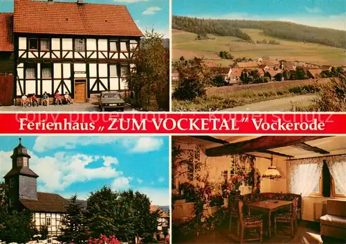 AK / Ansichtskarte Vockerode Dinkelberg Gasthaus Ferienhaus Zum Vocketal Ortsmotiv mit Kirche Panorama Vockerode Dinkelberg