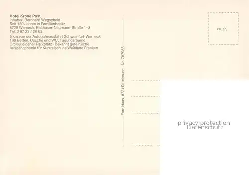 AK / Ansichtskarte Werneck Hotel Gasthof Krone Post Postkutsche Werneck