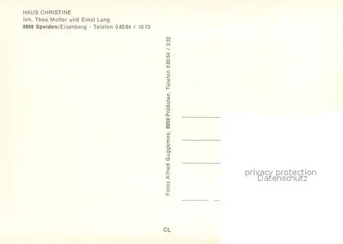 AK / Ansichtskarte Speiden_Eisenberg_Allgaeu Gaestehaus Pension Haus Christine Gastraum Speiden_Eisenberg_Allgaeu