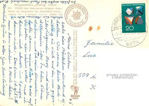 AK / Ansichtskarte Steibis Berggasthaus Imberg Sessellift Allgaeuer Alpen Bergkapelle Blauer Enzian Alpenflora Steibis