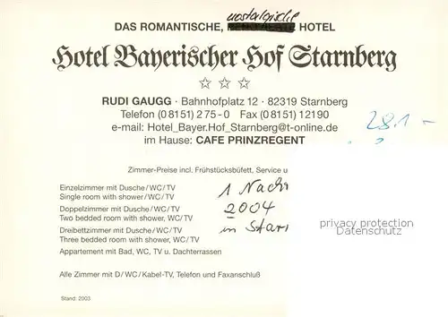 AK / Ansichtskarte Starnberg Hotel Bayerischer Hof Starnberg