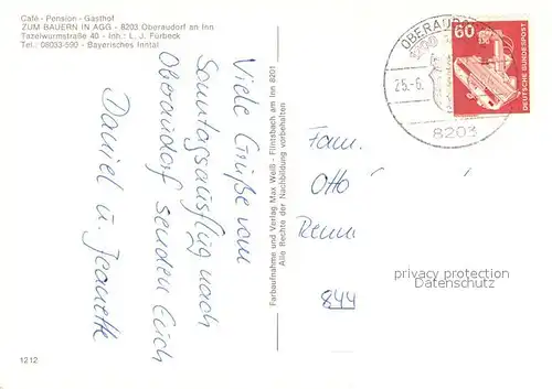 AK / Ansichtskarte Oberaudorf Cafe Pension Gasthof Zum Bauern in Agg Alpen Oberaudorf