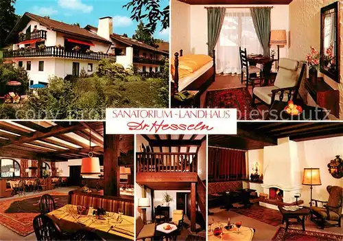 AK / Ansichtskarte Oberstaufen Landhaus Sanatorium Dr. Hesseln Gastraum Kaminzimmer Patientenzimmer Oberstaufen