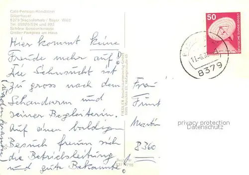 AK / Ansichtskarte Bischofsmais Cafe Pension Silberbauer Bach Kirche Bischofsmais