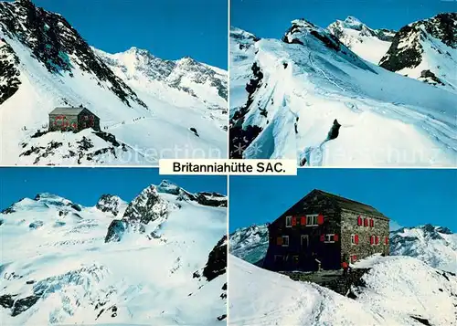 AK / Ansichtskarte Saas Fee Britanniahuette SAC Panorama Saas Fee