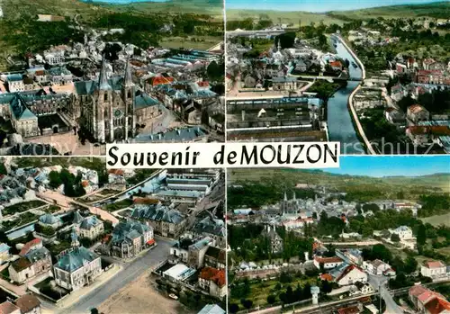 AK / Ansichtskarte Mouzon_Ardennes Eglise Abbatiale Le Pont du Canal Place de la Mairie Vue generale aerienne Mouzon Ardennes