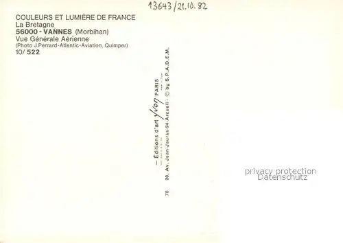 AK / Ansichtskarte Vannes Vue generale aerienne Vannes