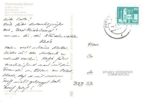 AK / Ansichtskarte Fuerstenwalde_Spree Grassnick BrunnenMuehlenstrasse Spree Schwimmhalle Rathaus und Dom Fuerstenwalde_Spree