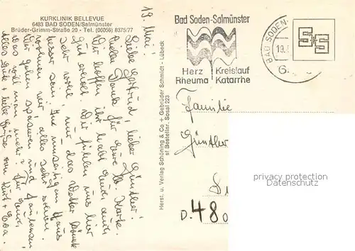 AK / Ansichtskarte Bad_Soden Salmuenster Kurklinik Bellevue  Bad_Soden Salmuenster