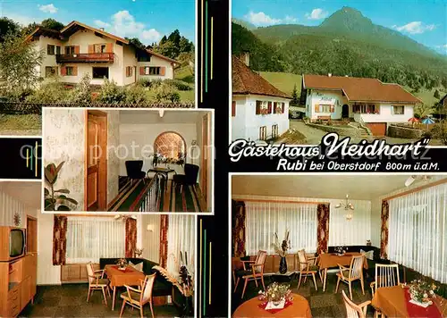 AK / Ansichtskarte Rubi_Oberstdorf Gaestehaus Neidhart Gastraum Fremdenzimmer Allgaeuer Alpen Rubi_Oberstdorf