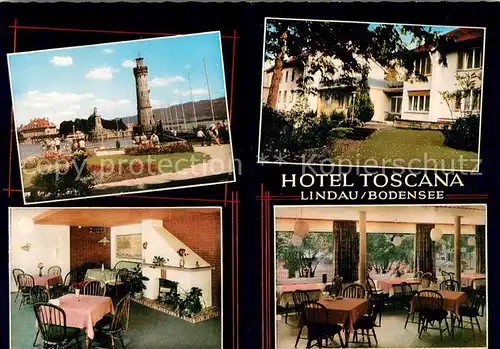 AK / Ansichtskarte Lindau_Bodensee Hotel Toscana Restaurant Hafen Leuchtturm Parkanlagen Lindau Bodensee