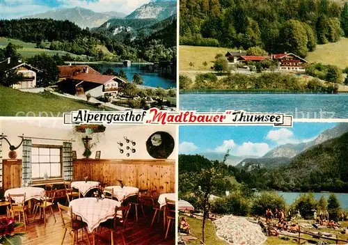 AK / Ansichtskarte Karlstein_Oberbayern Madlbauer Alpengasthof am Thumsee Liegewiese Panorama Alpen Karlstein_Oberbayern