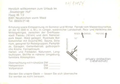 AK / Ansichtskarte Neukirchen_Wald Gasthof Pension Stoaberger Hof Restaurant Saune Gaestezimmer Partie am Fluss Neukirchen Wald