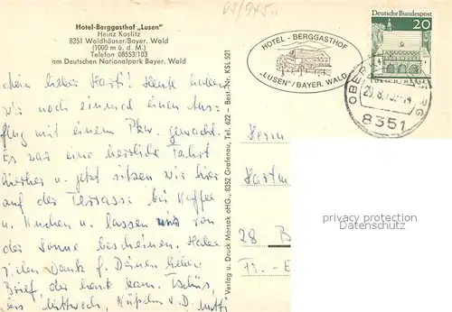 AK / Ansichtskarte Waldhaeuser_Neuschoenau Hotel Berggasthof Lusen Restaurant Waldhaeuser Neuschoenau