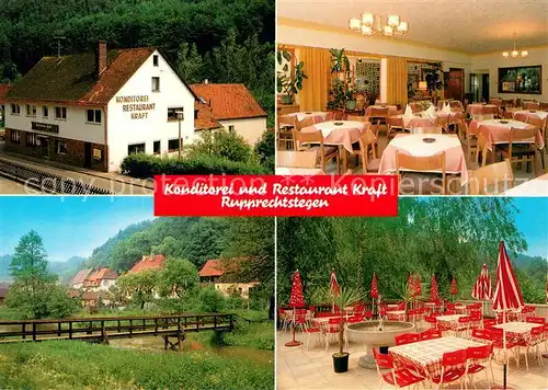 AK / Ansichtskarte Rupprechtstegen Konditorei Cafe Restaurant Kraft Terrasse Holzbruecke Partie an der Pegnitz Rupprechtstegen