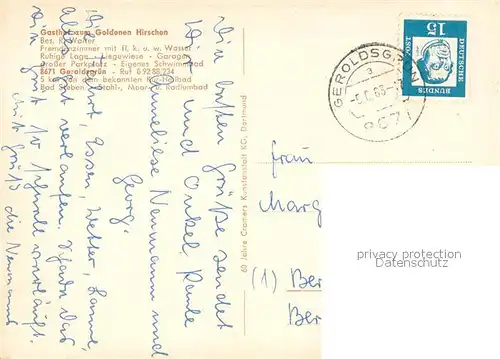 AK / Ansichtskarte Geroldsgruen Gasthof zum Goldenen Hirschen Restaurant Swimming Pool Geroldsgruen