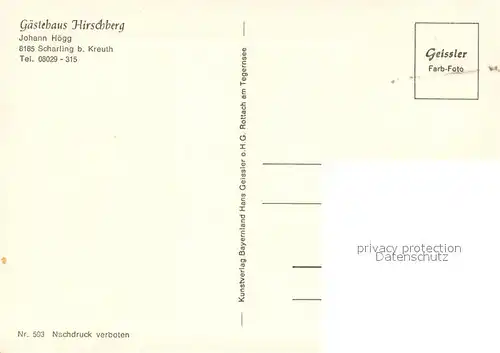 AK / Ansichtskarte Scharling_Kreuth Gaestehaus Hirschberg Scharling Kreuth